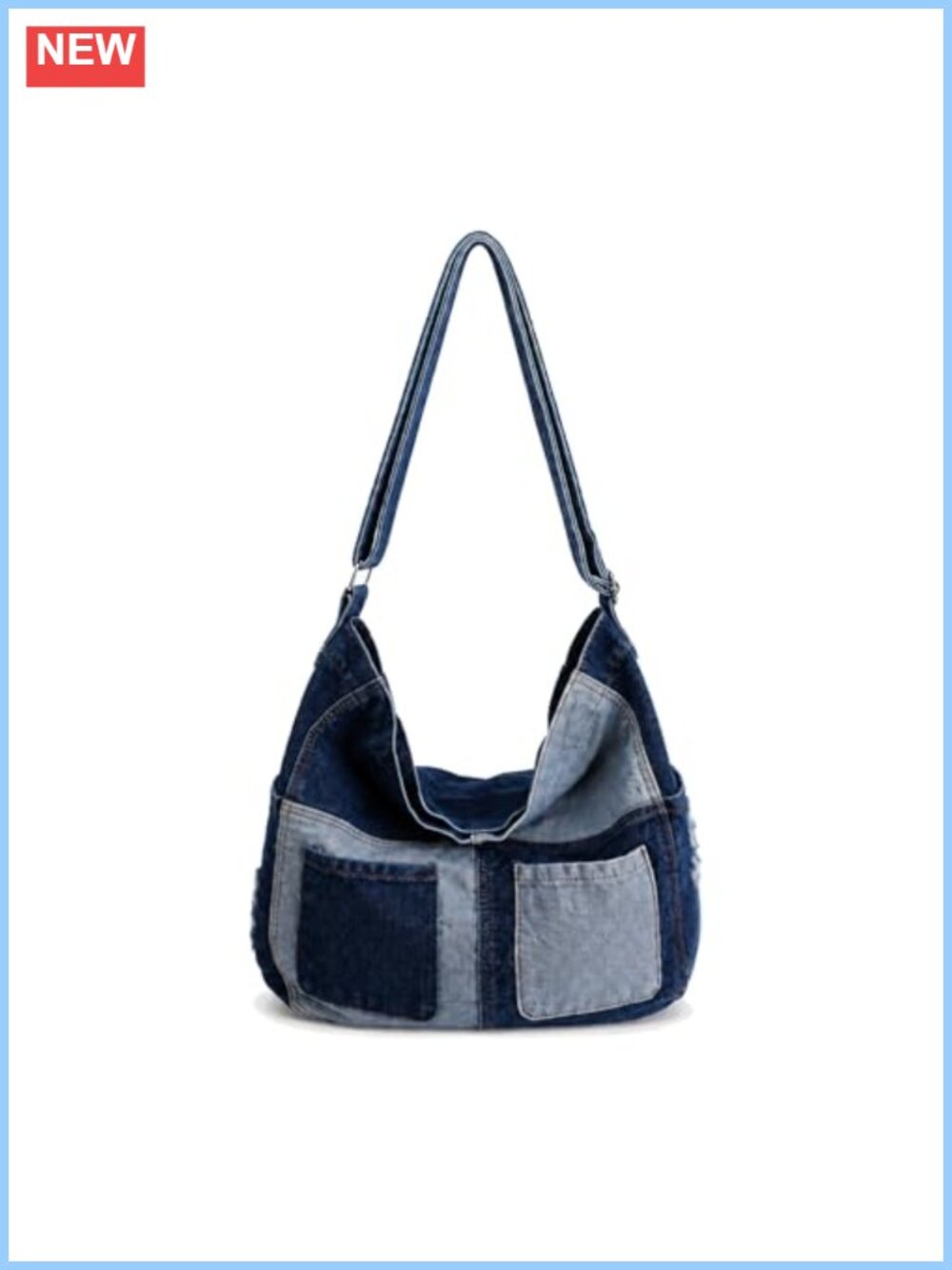 Women Denim Crossbody Bag Multi-Pocket Hobo Satchel Shoulder Purse